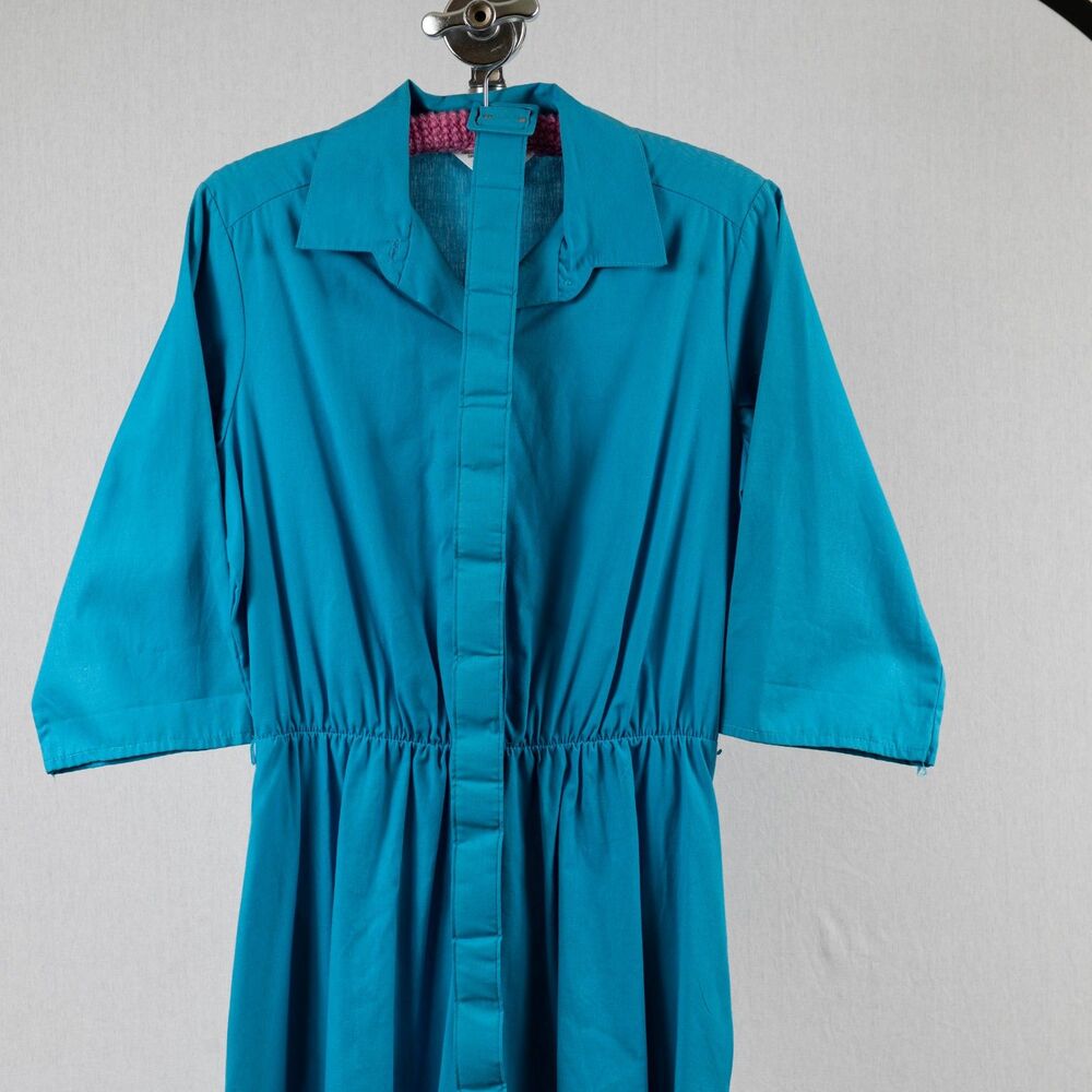 Vintage Blair cotton poly blue midi dress size M - Picture 4 of 12
